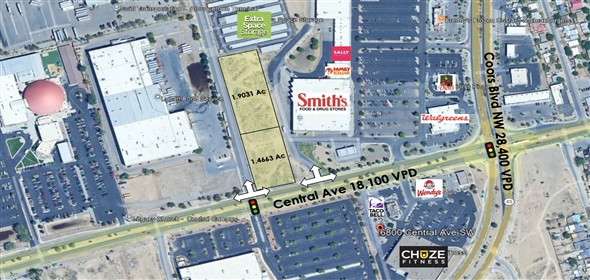 6921 Central Avenue NW Albuquerque New Mexico, 87121 | Two Exclusive Parcels for Sale