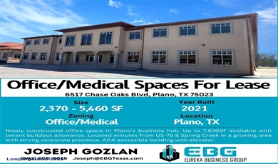 6517 Chase Oaks Blvd, Plano, TX 75023 Plano Texas, 75023 | Desirable Plano Office/Medical spaces available | 2,370 sq. ft. - 7,830 SF ($21/SF + NNN)