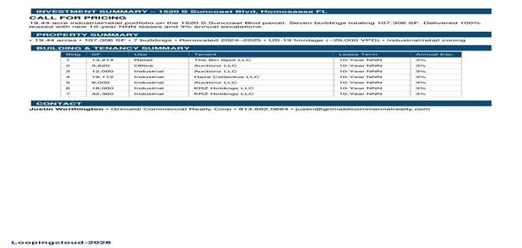 1520 S Suncoast Blvd Homosassa Florida, 34448 | RARE 8-Bldg Industrial & Retail Portfolio | ~110K SF | 26.11 Acres | 8% CAP or Owner-User